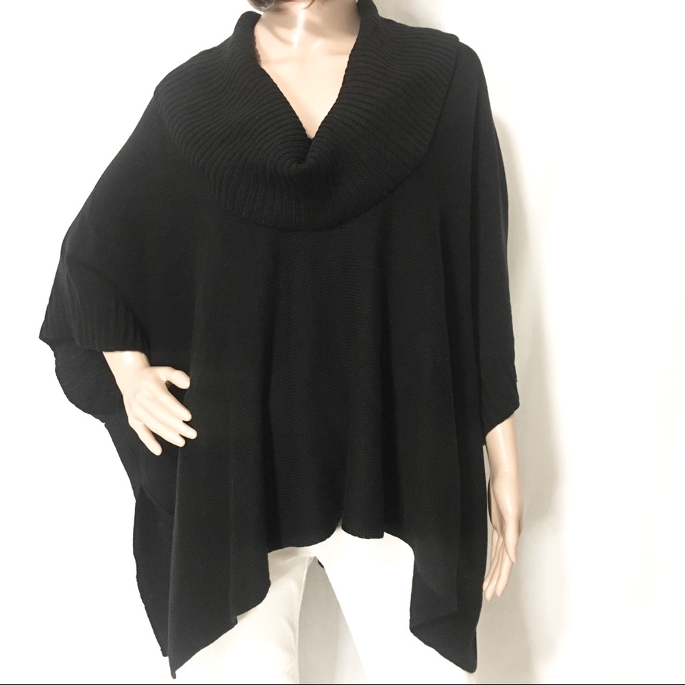 H&M Black Knit Poncho One Size